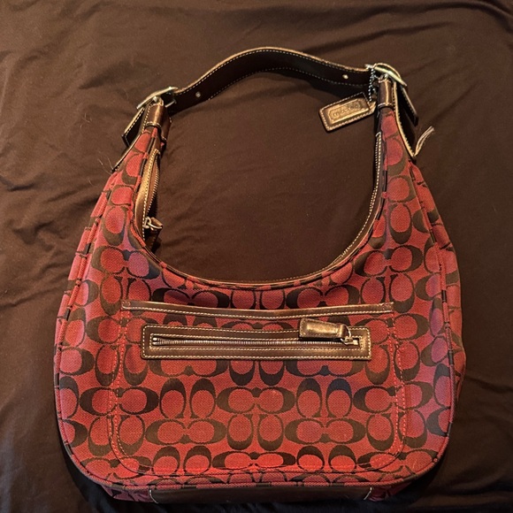 Coach Handbags - Coach Red and Brown Hobo Bag